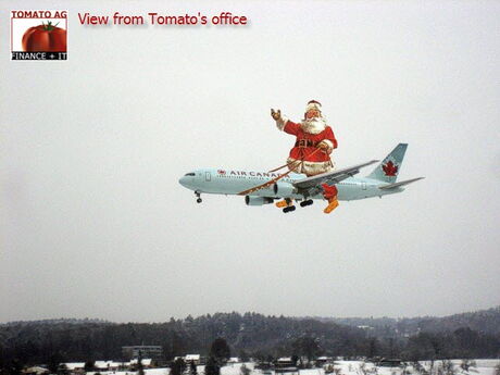 santa claus on airplain